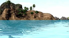 Big black man dominates horny ebony on savage island beach