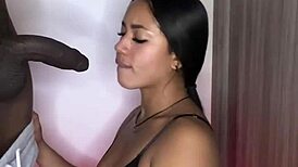 Cute Latina Model Sucks Best Friend's Cock in Amateur Couple Reality with Facial Cumshot