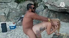 tattooed moreno fucks blonde on sao paulo beach fada mel