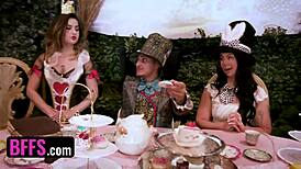 Alice in Wonderland parody features girl on knees in hardcore gangbang