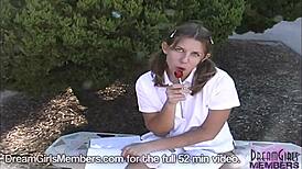 does that college student have no panties under her skirt?