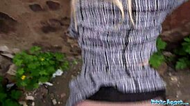 Public agent seduces blue-eyed British blonde for a wild ride with a massive Czech cock in public