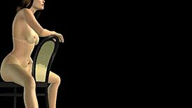 In this animated 3D cartoon, a girl strikes sexy poses in various positions