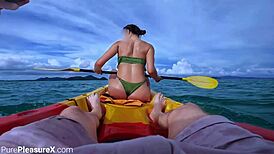 horny chick jumps on huge cock in kayak, thailand's wild tale