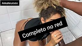 the young slut casually fucks the big black guy hidden in the bathroom from her parents