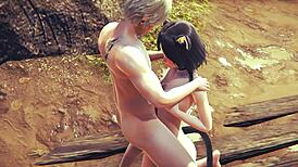 Kitty boobjob and creampie