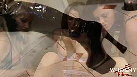 whorny films two busty brunettes and sexy blonde take over 1 lucky guy