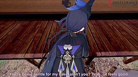 clorinde giving a blowjob in genshin impact fantasy