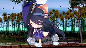 clorinde giving a blowjob in genshin impact fantasy