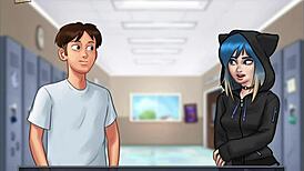 brunette milf with big ass in summertime saga erotic scene