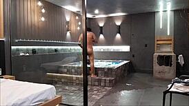 in the bathtub, wild sex with brunette, she couldn't handle my cock