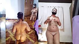 mirella delic does a sexy personalized striptease, ripping clothes off.