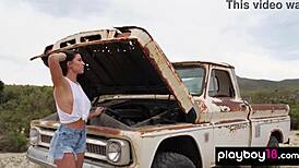 Carmen Nikole Bares Shaved Pussy Outdoors