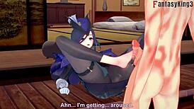 clorinde giving a blowjob in genshin impact fantasy