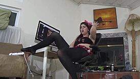 Caught Masturbating, Brunette Student In Cosplay Gives Oral Creampie For His Personal Collection