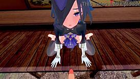 clorinde giving a blowjob in genshin impact fantasy