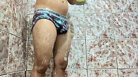 Close-Up Of An Amateur Man Slowly Taking Off His Underwear In A Solo Scene