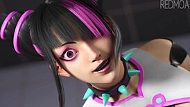 Juri Han's 3D hentai compilation features monster cock riding and titty fucking 😏