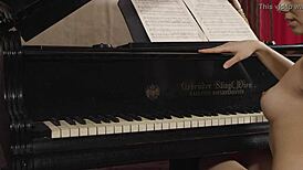 virgin danu nebudu in casting interview, teasing her pussy close-up before defloration