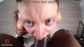 these baddies blow milk in interracial facial scene