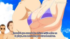 look at this linda chica rubia on the beach in hentai