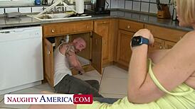 Busty blonde casca akashova licks cock in doggystyle and swallows cum