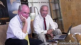 Horny old man jerking off Ivy with ginormous tits!