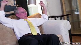 Horny old man jerking off Ivy with ginormous tits!