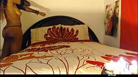 Ebony powerhouse unleashes huge cunt squirting during intense workout