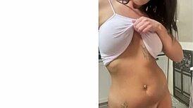 She bends over for a closer view of her big tits in POV.