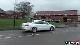 pornxn mature blonde pissing in public on the street