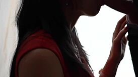 Amateur Deepthroat From Hot Wife In Red Dress, Sucking Monster Cock Until Cum In Mouth