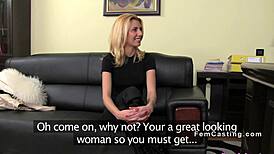 Blonde Agent Licks Huge Tits