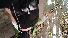 romanian babe takes massive cock deep in public ass