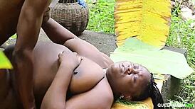 Ebony Neighbor Bent Over for Outdoor Doggystyle Creampie