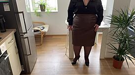 Mother-In-Law Bends Over For Cum