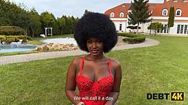 black brunette returns debt with outdoor sex