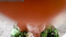 Stepsister deepthroats piercing in abandoned house.