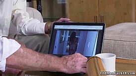 Horny old man jerking off Ivy with ginormous tits!