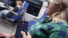 remote controlling teen orgasm on public train