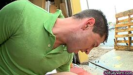 Two amateurs fuck hard in public doggystyle