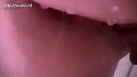 Beautiful Korean student model gets intense cumshot during webcam bath fuck