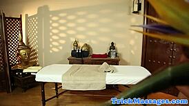 Brunette Babe's Throat Fucked on Hidden Cam by Voyeur Masseur