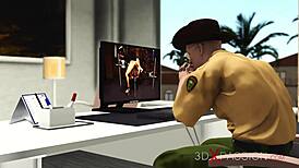 rough sex in the basement where a sheriff in a mask fucks hard a super cuffed girl cum on body