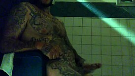 Stroking This Big Tattooed White Dick In The Shower