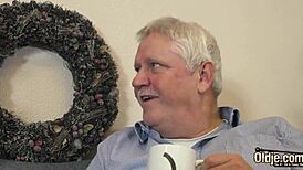 Sasha Sparrow's pussy becomes this old guy's naughty Christmas gift.