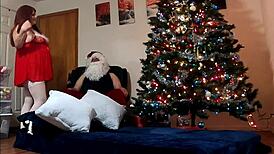 Lexie Bell Blows Santa with Deep Skills and Sexy Charm