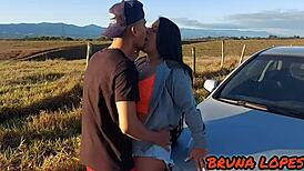 My husband surprised me with a young soccer player who fucked me hard on the roadside until creampie!