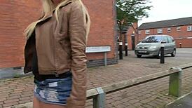 Busty Eager Chick Masturbates in Car Waiting for Action Outdoors