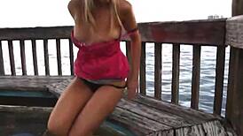 Outdoor Solo Blonde Teen Lil Kelly Masturbates in Public Spot
